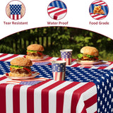 4 Pack Patriotic Tablecloth 108x54 Red White Blue Plastic Table Cover