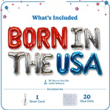 Born in the USA Balloon Banner Red Silver Blue Patriotic Party Decor