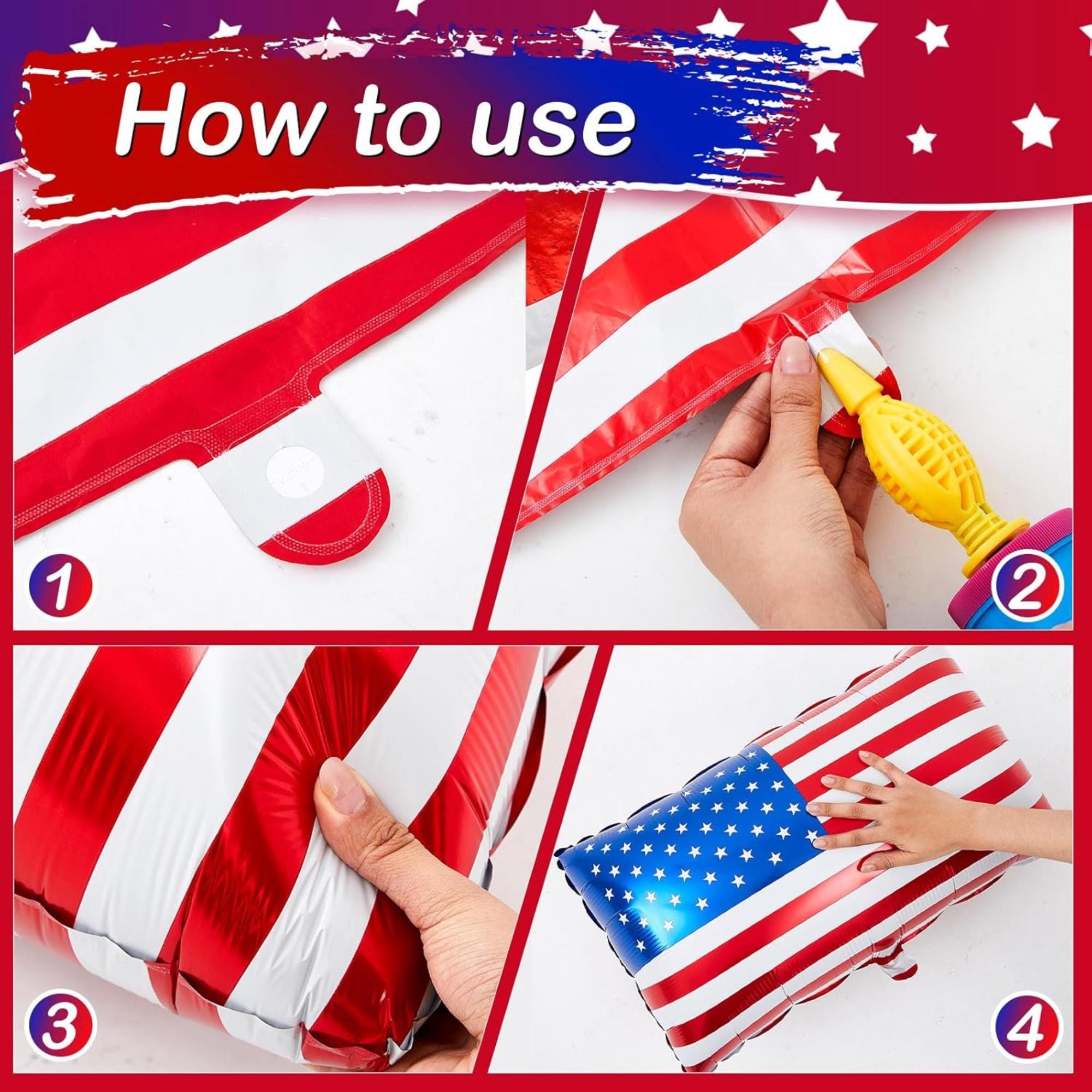 6 Pcs American Flag Foil Balloons 27x18 Inch Patriotic Party Décor