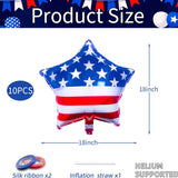 10 Pcs American Flag Star Foil Balloons 18 Inch Patriotic Party Décor