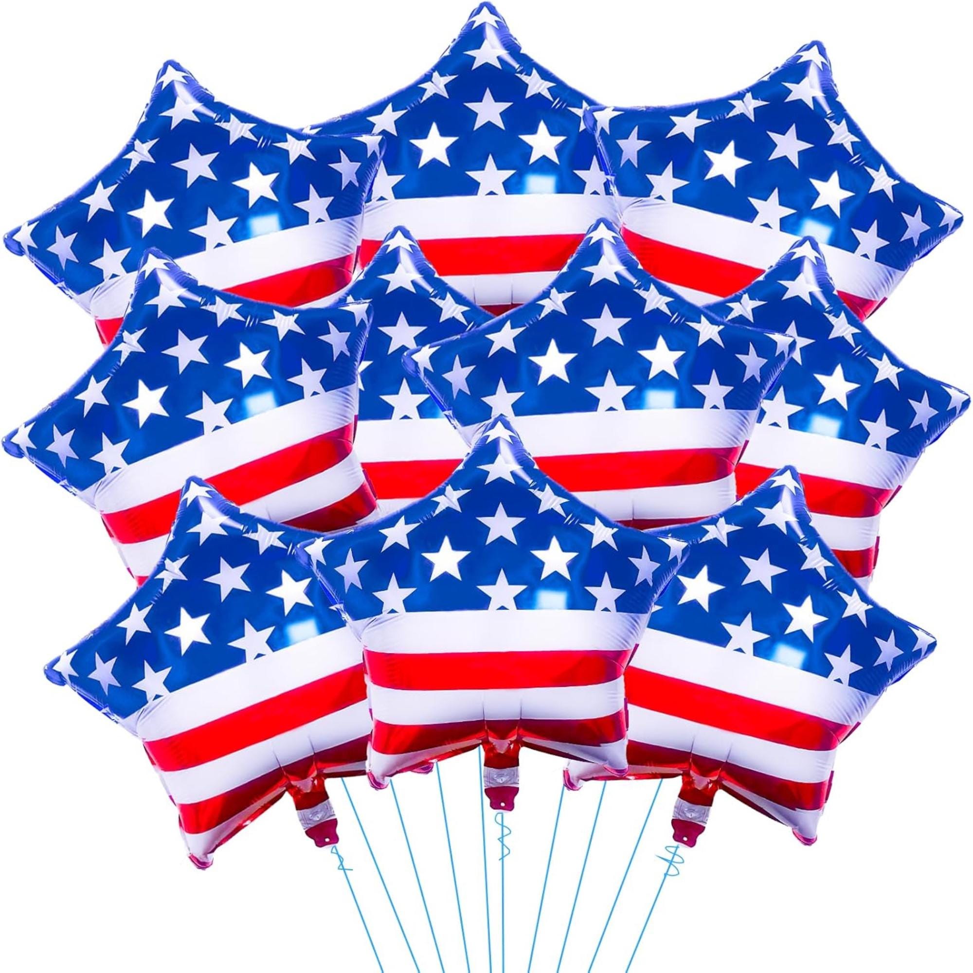 10 Pcs American Flag Star Foil Balloons 18 Inch Patriotic Party Décor