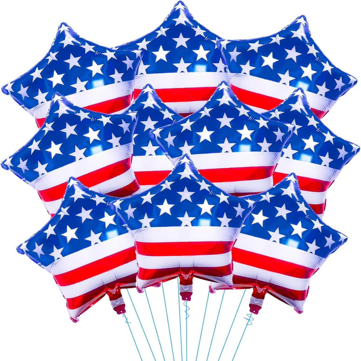 10 Pcs American Flag Star Foil Balloons 18 Inch Patriotic Party Décor