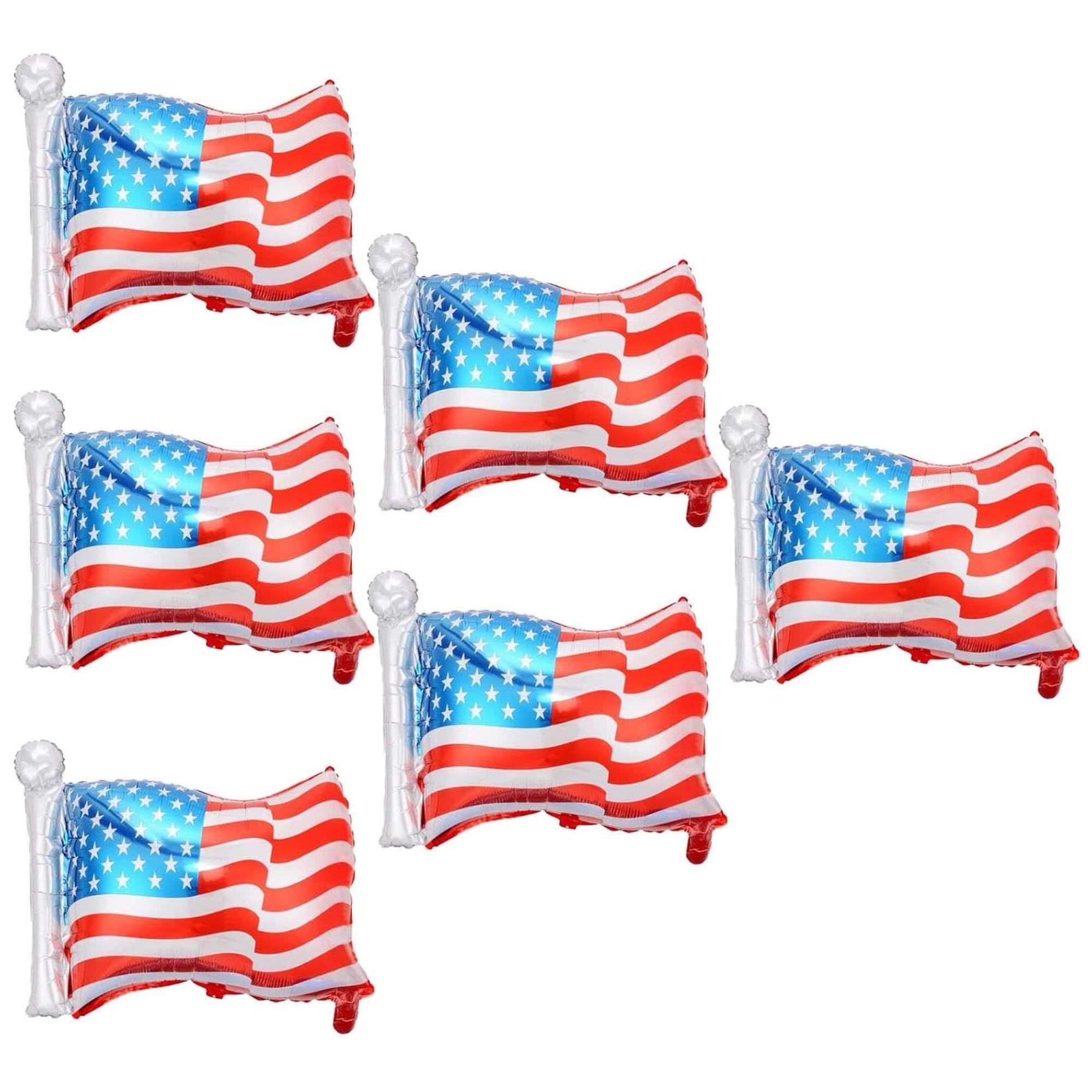 6 Pcs American Flag Foil Balloons Patriotic Labor Day Party Décor