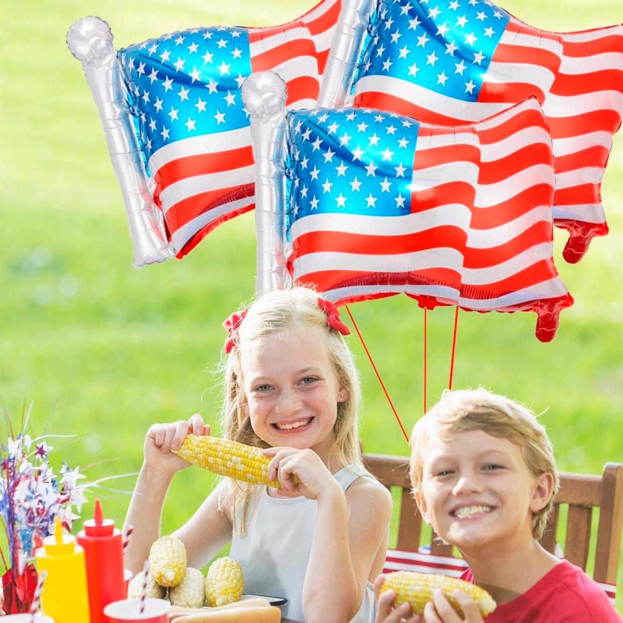 6 Pcs American Flag Foil Balloons Patriotic Labor Day Party Décor