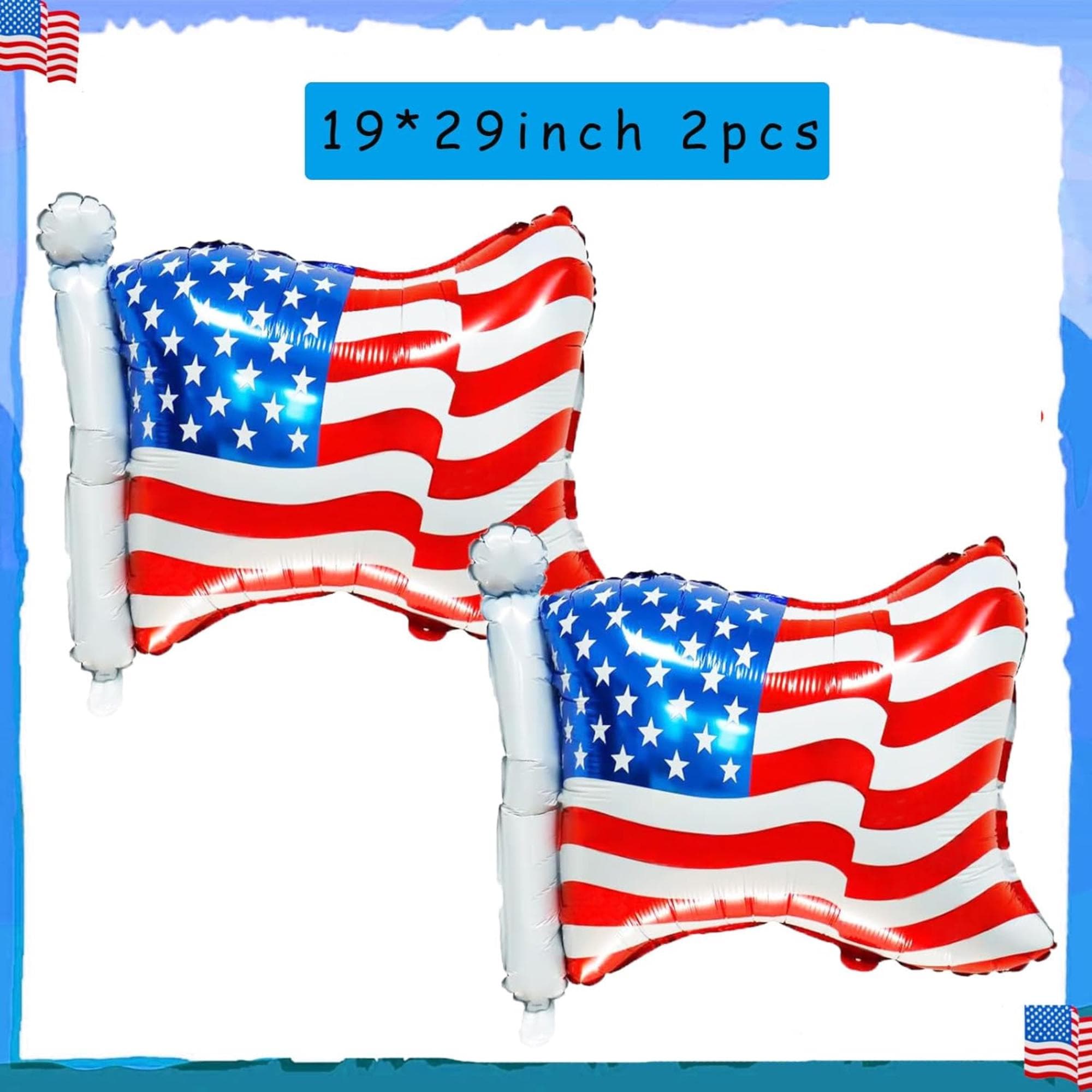 15 Pcs Patriotic Star and American Flag Foil Balloons Party Décor