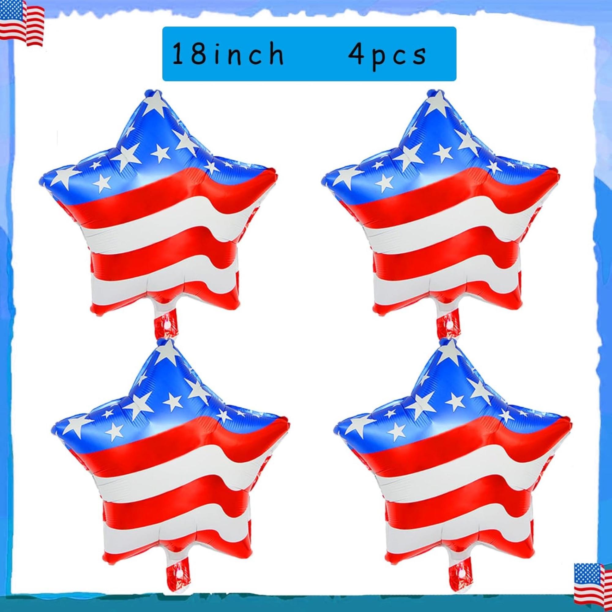 15 Pcs Patriotic Star and American Flag Foil Balloons Party Décor