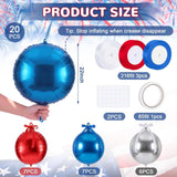 20 Pcs 22 Inch Metallic Foil Balloons Red Blue Silver Party Decor