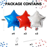 10 Pcs Star Foil Balloons 18 Inch Red Blue Silver Party Décor
