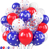 50 Pcs Patriotic Latex Balloons Red Blue Star Confetti Party Decor
