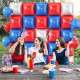 25 Pcs Red Blue Silver Square Foil Balloons Backdrop Wall Décor