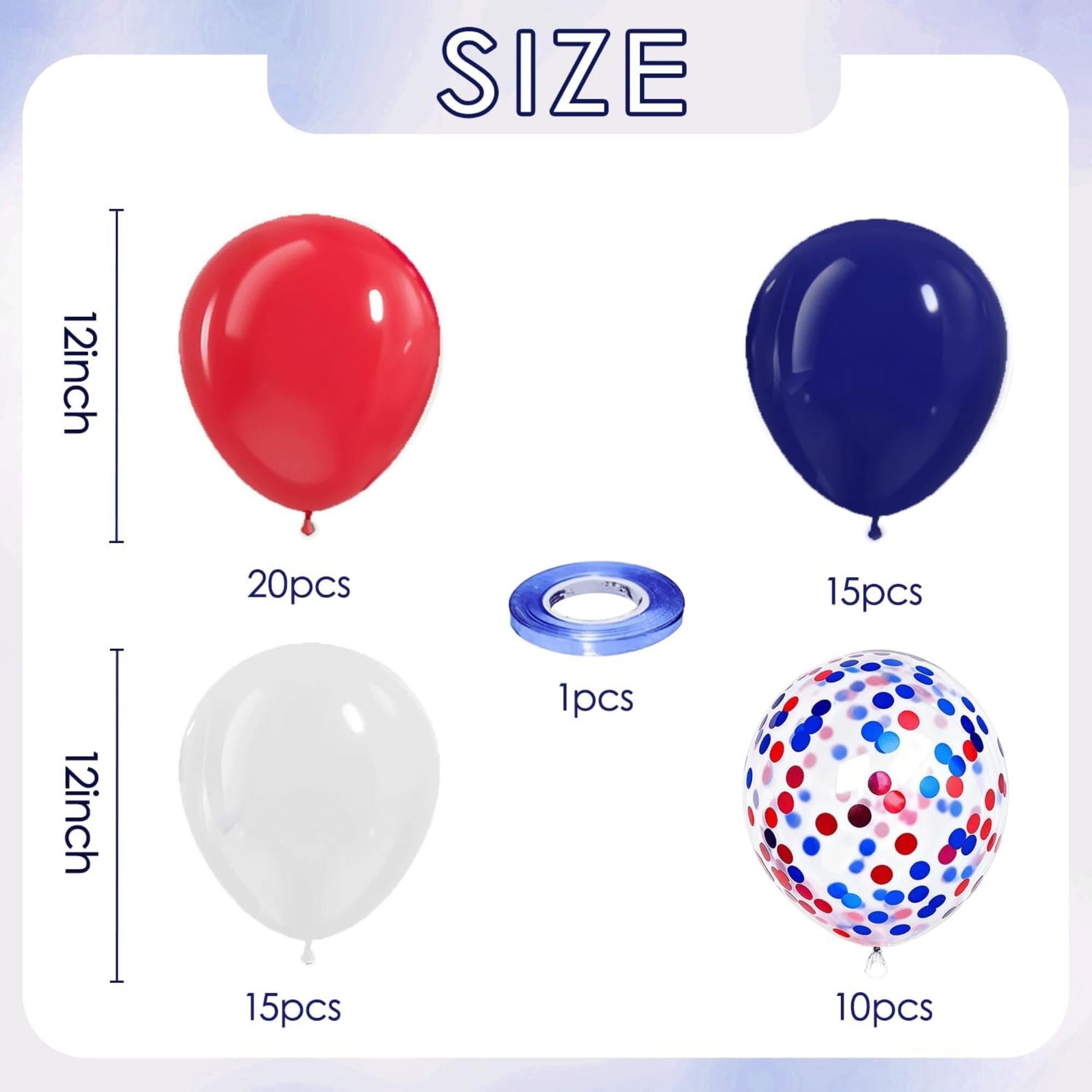 60 Pcs Red White Blue Latex Balloons 12 Inch Party Decorations