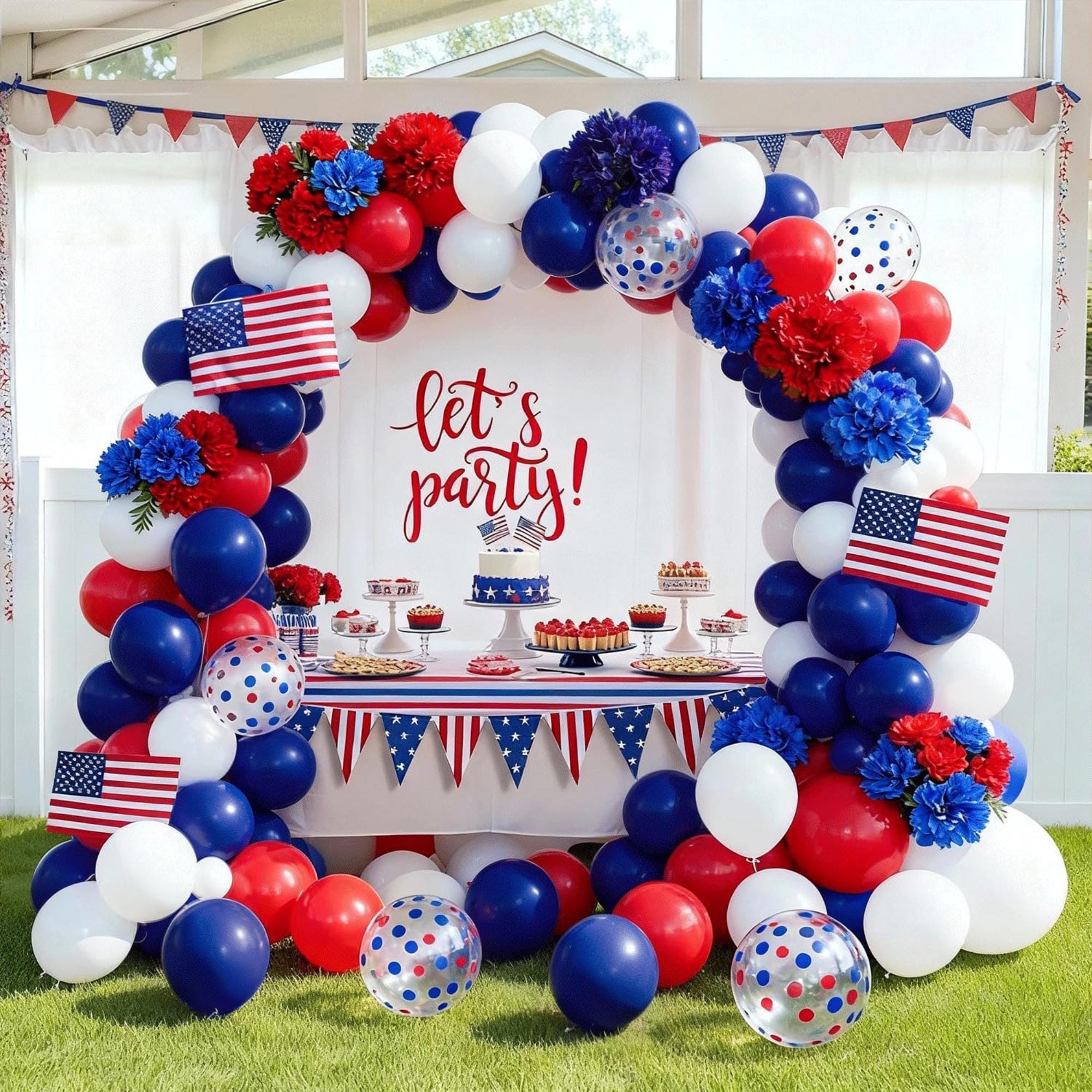 60 Pcs Red White Blue Latex Balloons 12 Inch Party Decorations