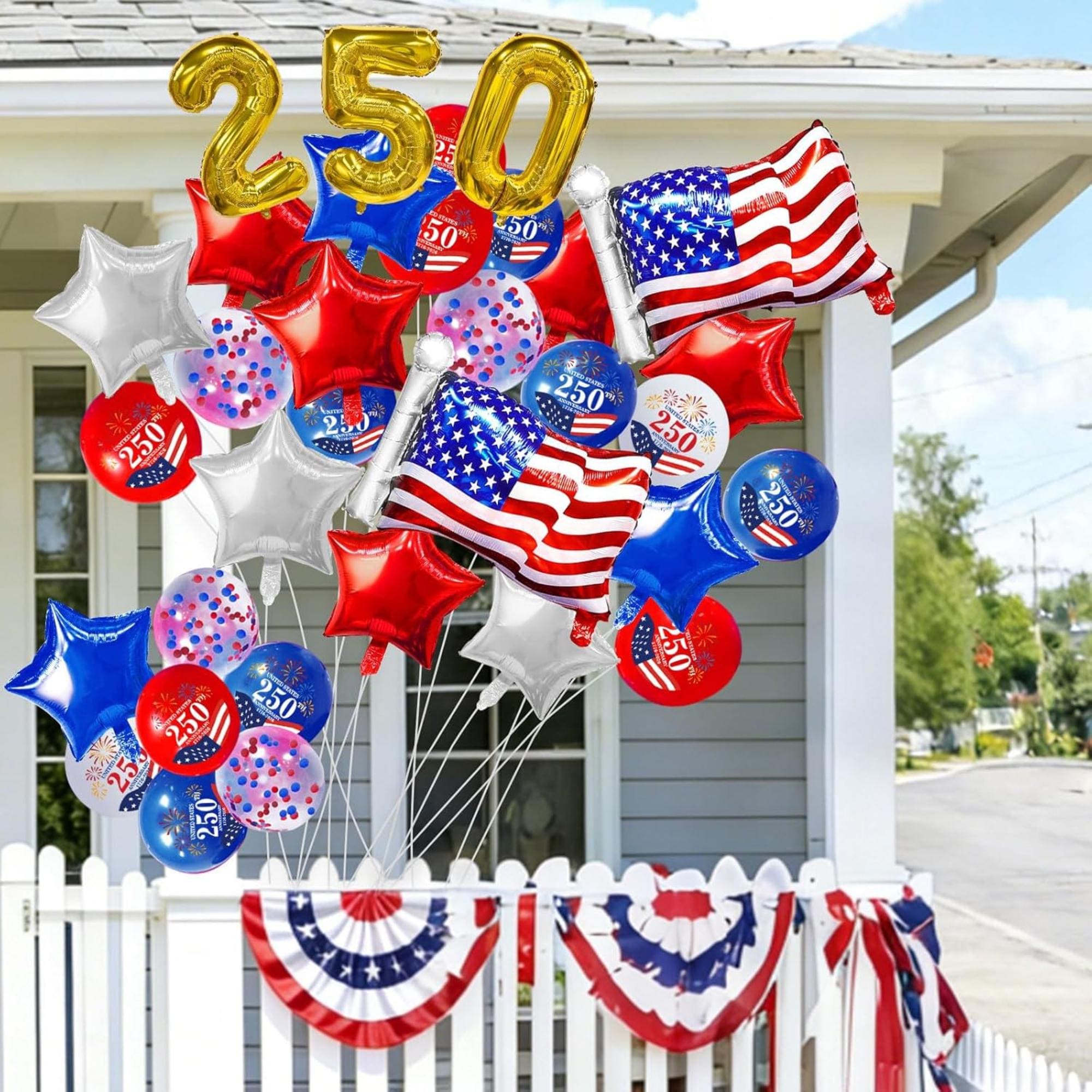 104 Pcs Patriotic Balloon Arch Kit Red White Blue Garland Decor