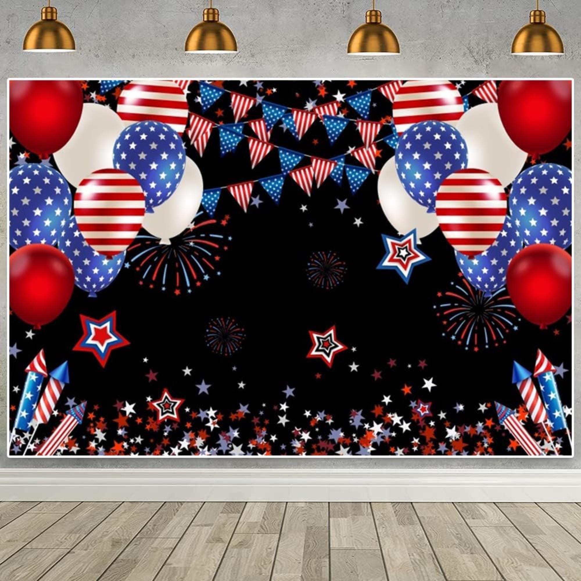 4th of July Patriotic Photo Backdrop 7x5ft American Flag Banner