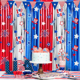 2 Pack Patriotic Tinsel Foil Fringe Curtains Red White Blue Backdrop