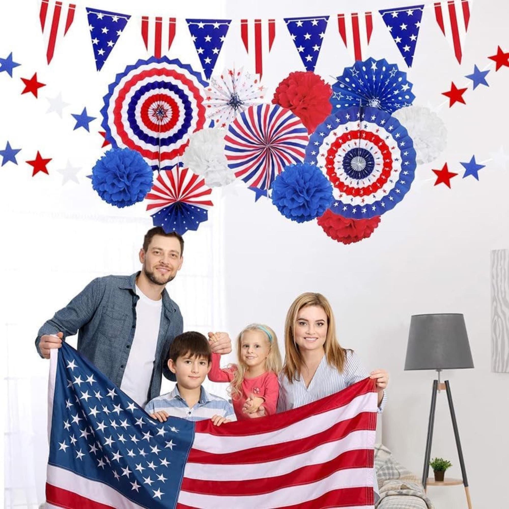 47 Pcs Patriotic Party Decoration Set Red White Blue Balloon Kit