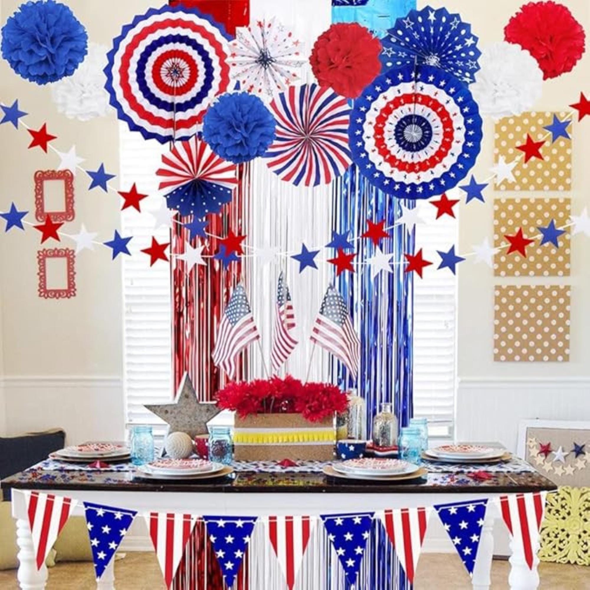 47 Pcs Patriotic Party Decoration Set Red White Blue Balloon Kit