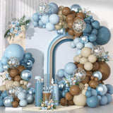 Dusty Blue Brown Balloon Arch Kit Pastel Garland Baby Shower Decor