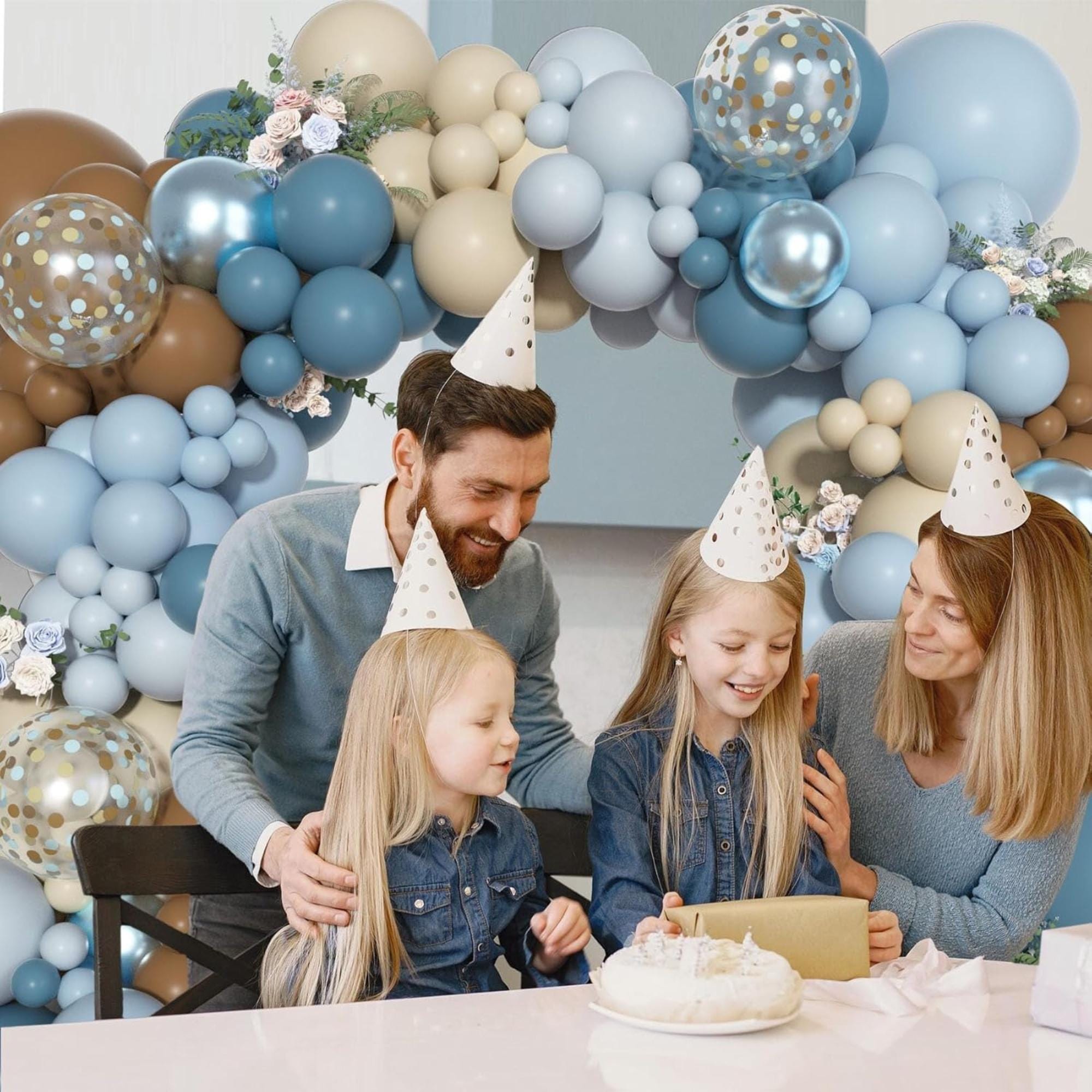 Dusty Blue Brown Balloon Arch Kit Pastel Garland Baby Shower Decor