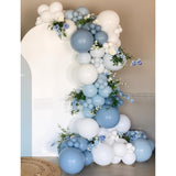138 Pcs Dusty Blue Balloon Arch Kit Blue White Garland Decor