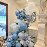 138 Pcs Dusty Blue Balloon Arch Kit Blue White Garland Decor