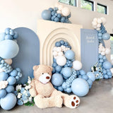 124 Pcs Dusty Blue White Balloon Arch Kit Transparent Garland Decor