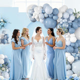 152 Pcs Dusty Blue Balloon Arch Kit Pearl Pastel Blue Garland Decor