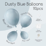 110 Pcs Dusty Blue Balloon Arch Kit Different Sizes Garland Decor