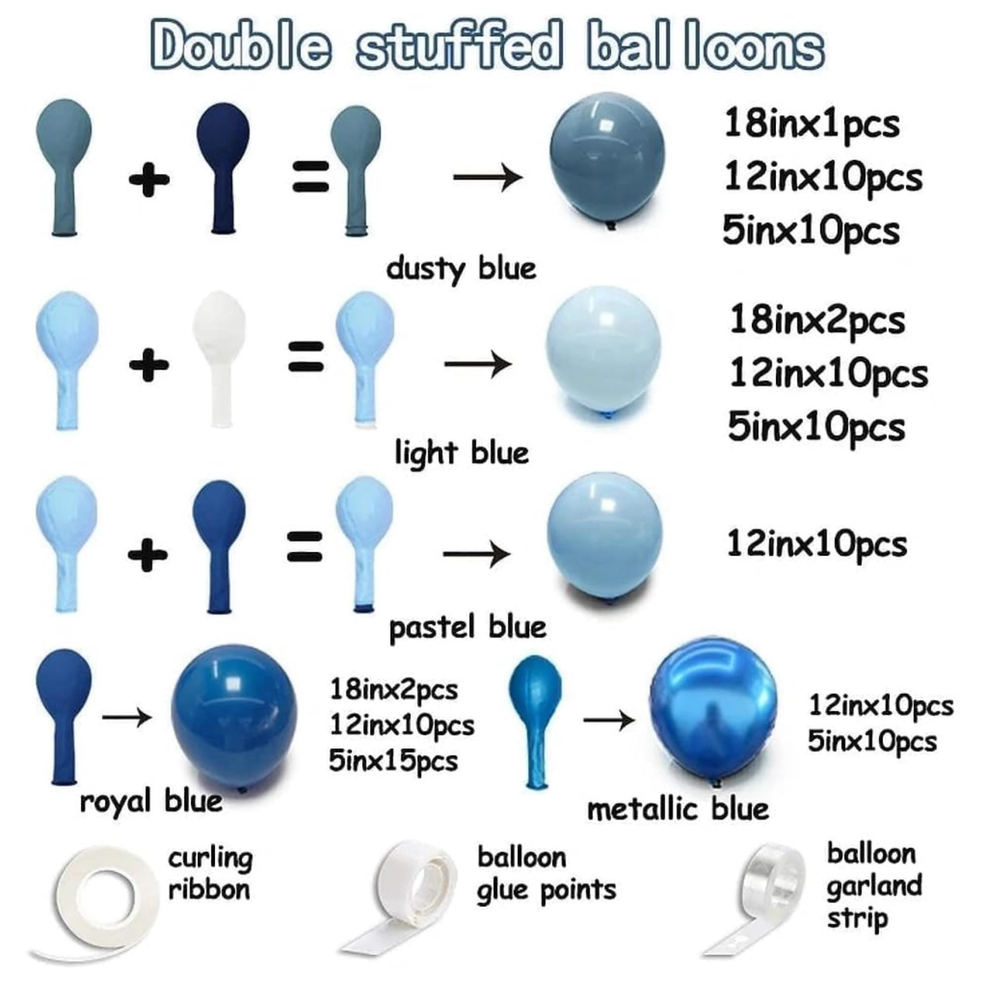 Dusty Blue Double Stuffed Balloon Arch Kit Blueberry Garland Decor