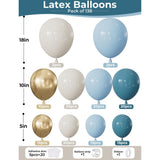 134 Pcs Dusty Blue Balloon Arch Kit Ivory White Gold Garland Decor
