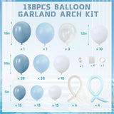 Dusty Blue Balloon Arch Kit 138 Pcs Blue White Garland Bow Party Decor Set