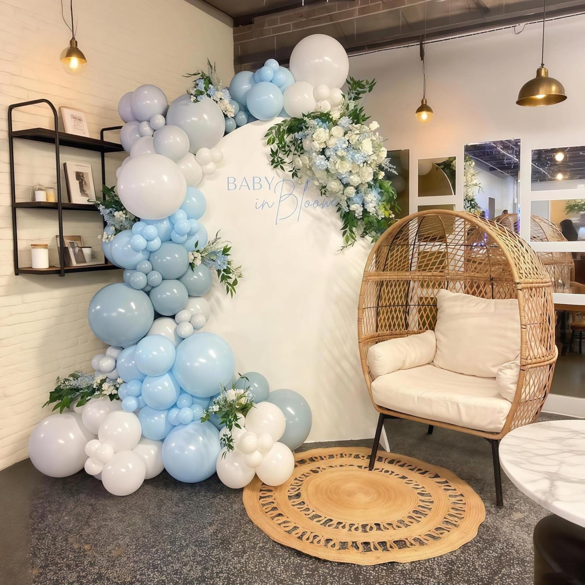 Dusty Blue Balloon Arch Kit 138 Pcs Blue White Garland Bow Party Decor Set
