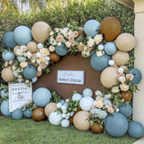 Dusty Blue Brown Balloon Arch Kit Double Stuffed Neutral Cowboy Party Decor