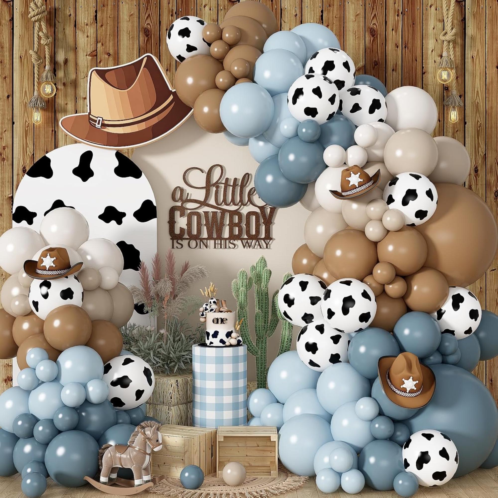 Cowboy Western Balloon Arch Kit Dusty Blue Brown First Rodeo Baby Shower
