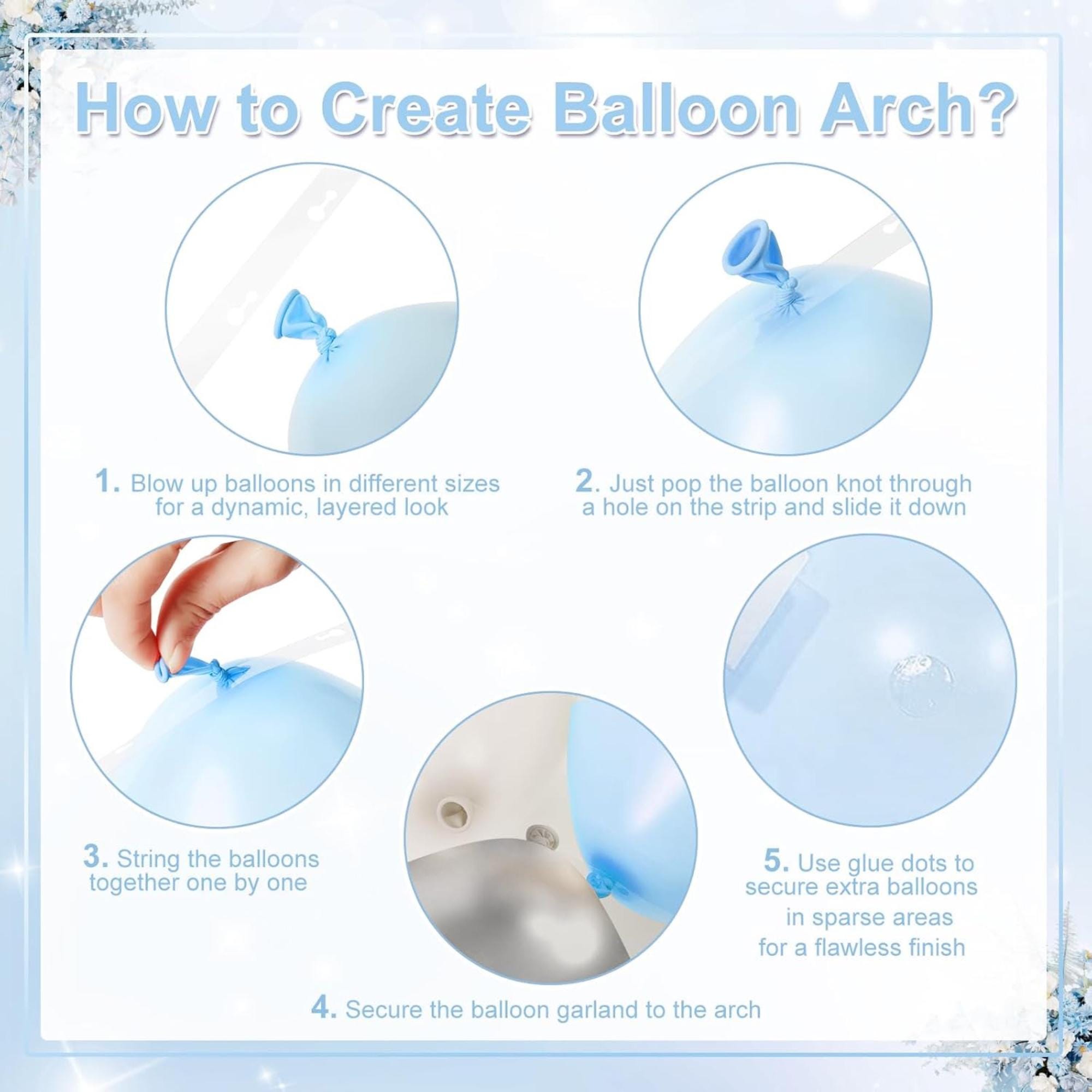 Pearl Blue White Balloon Arch Kit 128 Pcs Light Blue Silver Party Decor Set