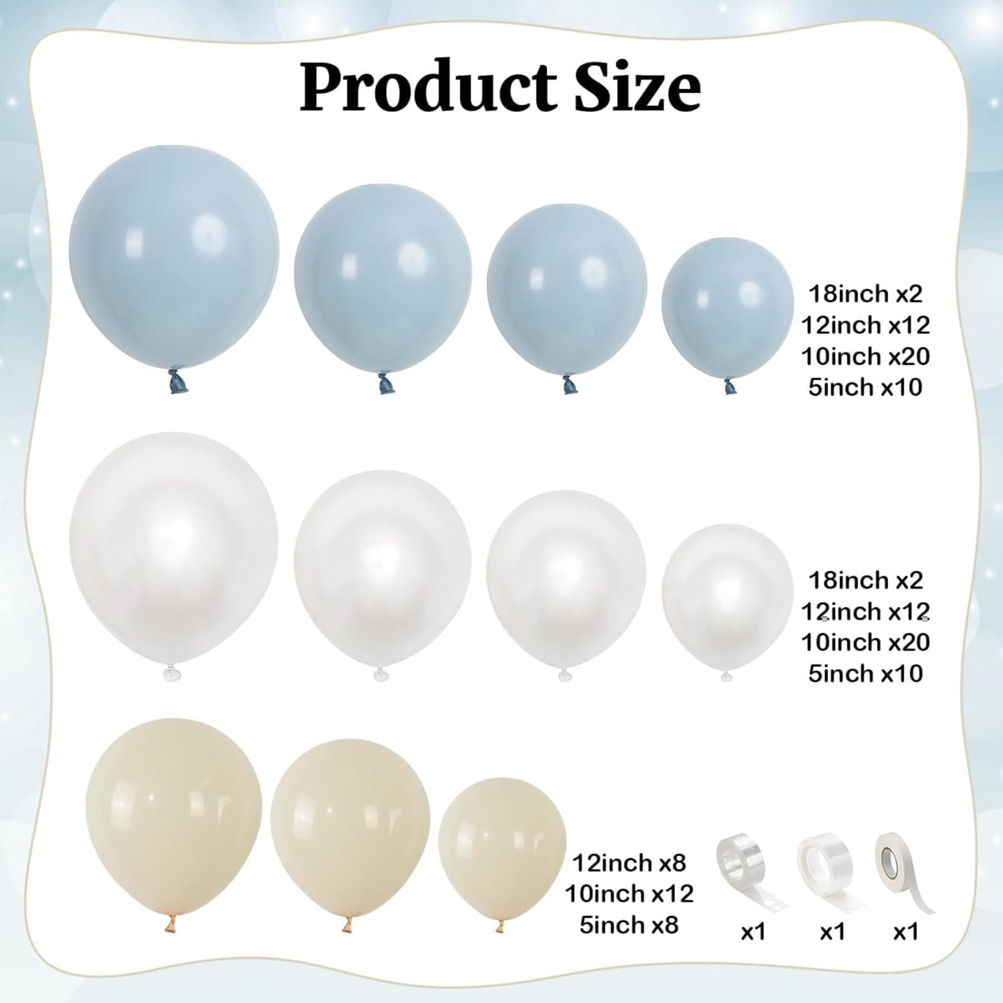 Dusty Blue White Balloon Arch Kit Slate Blue Ivory Party Decor Set Pieces