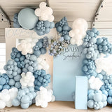 Dusty Blue White Balloon Arch Kit Slate Blue Ivory Party Decor Set Pieces