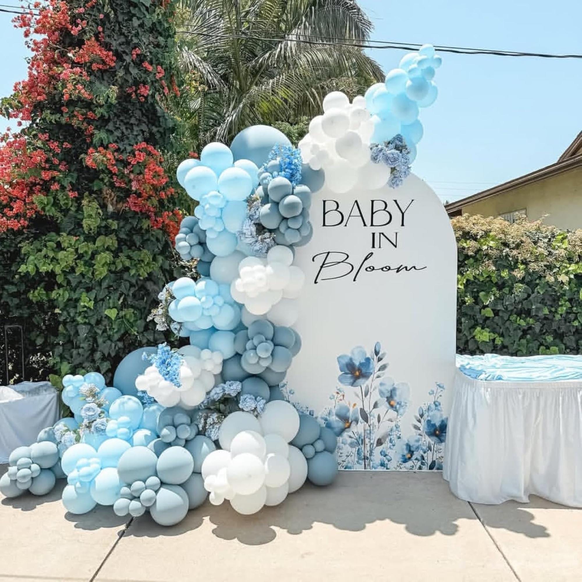 Dusty Blue White Balloon Arch Kit Slate Blue Ivory Party Decor Set Pieces