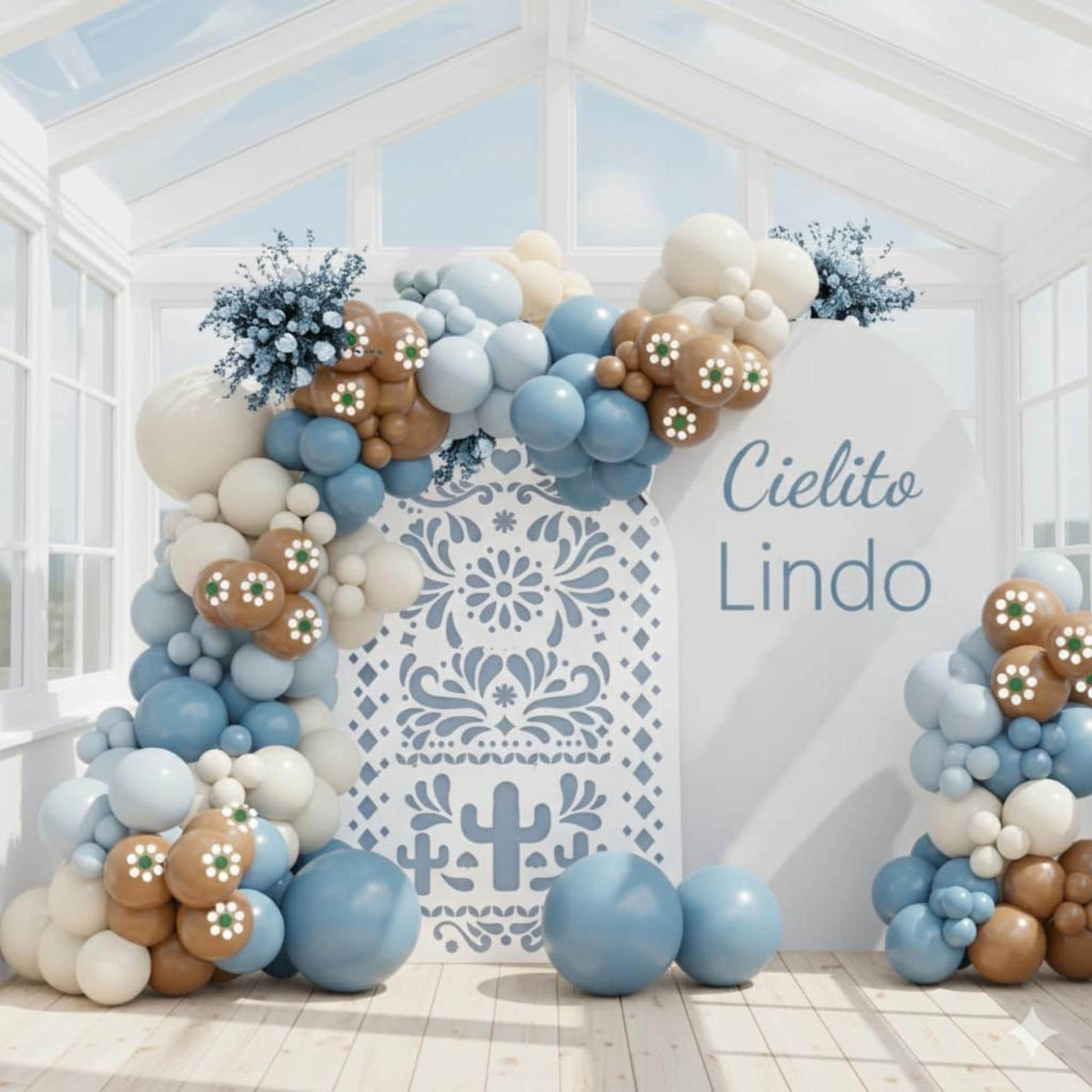 Dusty Blue Balloon Arch Kit 150 Pcs Fiesta Floral Baby Shower Party Decor
