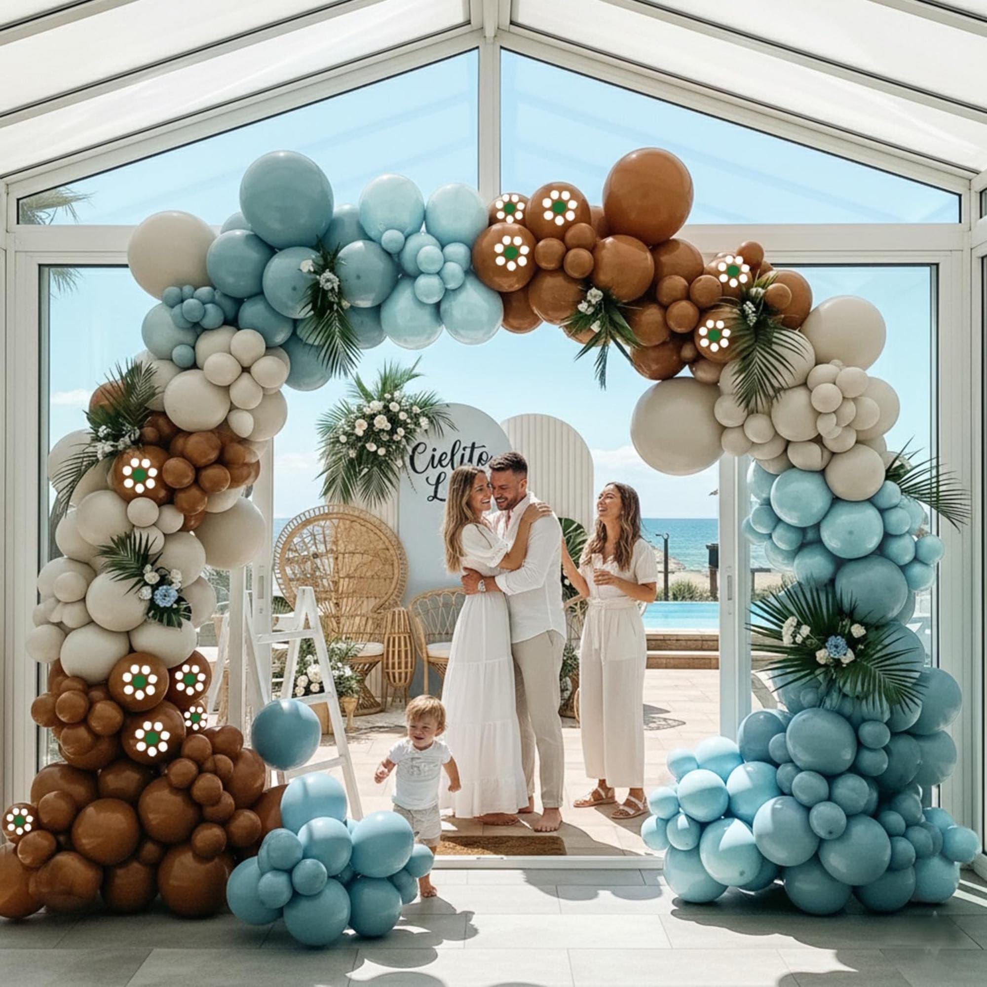 Dusty Blue Balloon Arch Kit 150 Pcs Fiesta Floral Baby Shower Party Decor