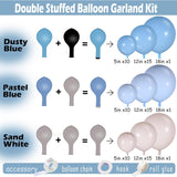 Dusty Blue Balloon Arch Kit Double Stuffed Pastel Blue Sand White Party