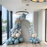Dusty Blue Balloon Arch Kit Double Stuffed Pastel Blue Sand White Party