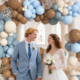 Dusty Blue Brown Balloon Arch Kit 142 Pcs Bear Baby Shower Party Decor Set