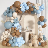 Dusty Blue Brown Balloon Arch Kit 142 Pcs Bear Baby Shower Party Decor Set