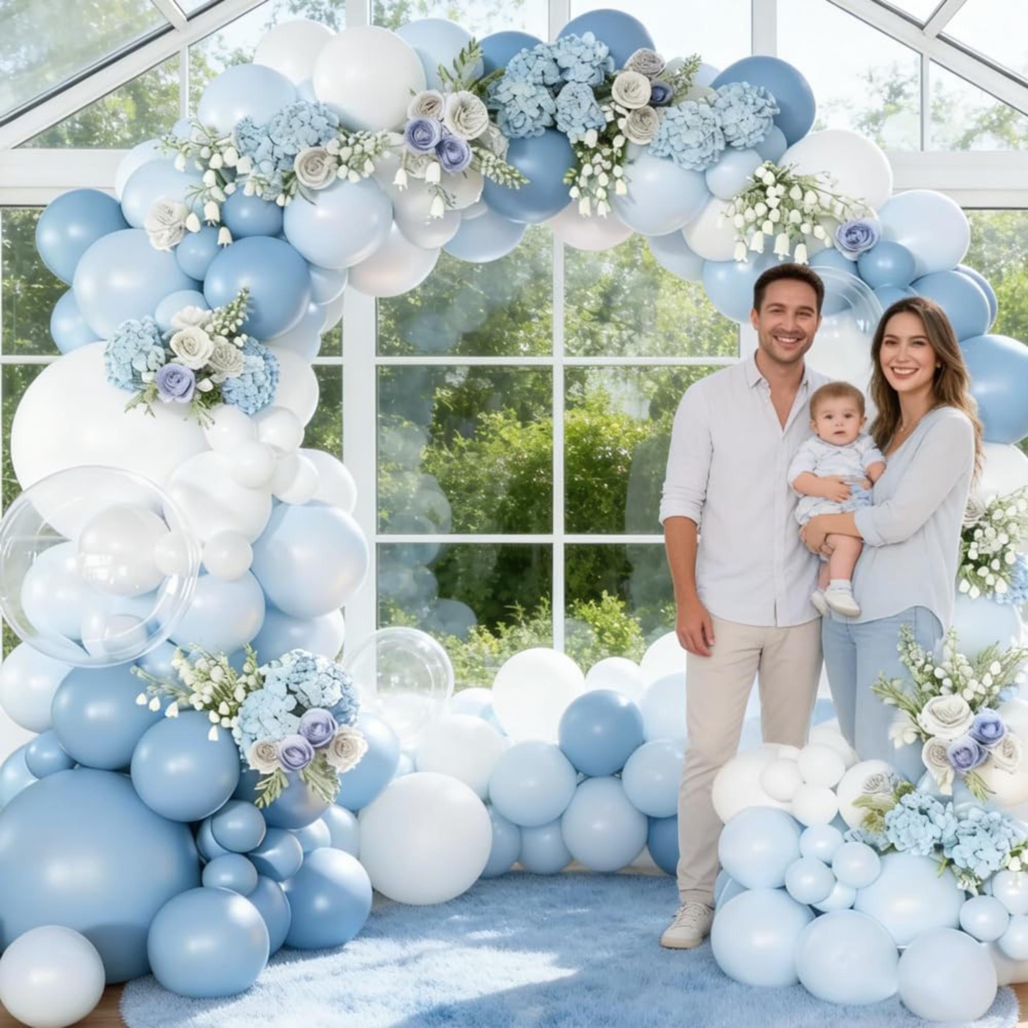Dusty Blue Balloon Arch Kit 138 Pcs Light Blue White Party Decor Set Pieces