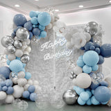 Dusty Blue White Silver Balloon Arch Kit 167 Pcs Party Decor Set Pieces