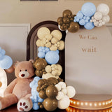 Dusty Blue Brown White Balloon Arch Kit 160 Pcs Neutral Party Decor Set
