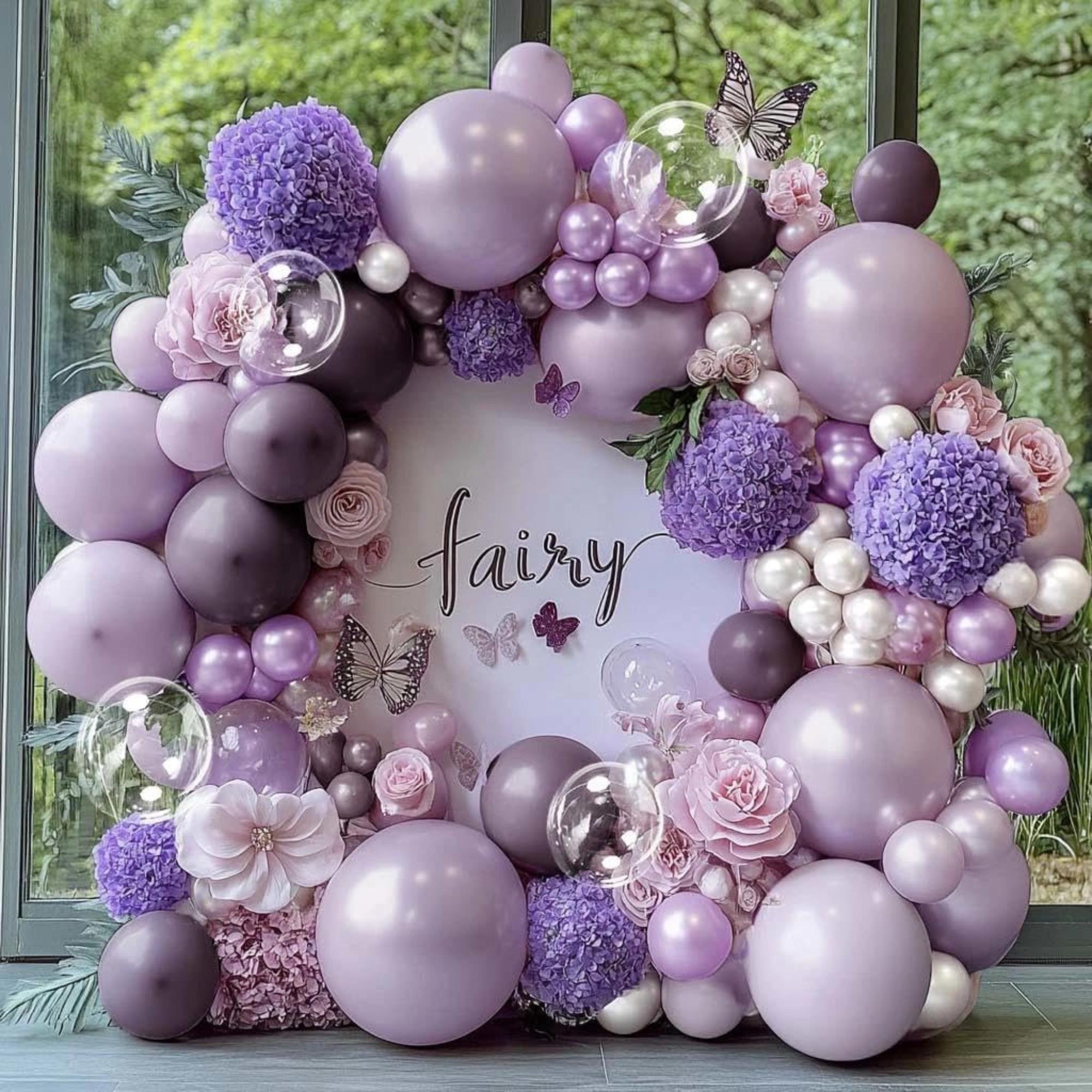 Purple White Balloon Arch Kit Lilac Pearl Double Stuffed Party Decor Set