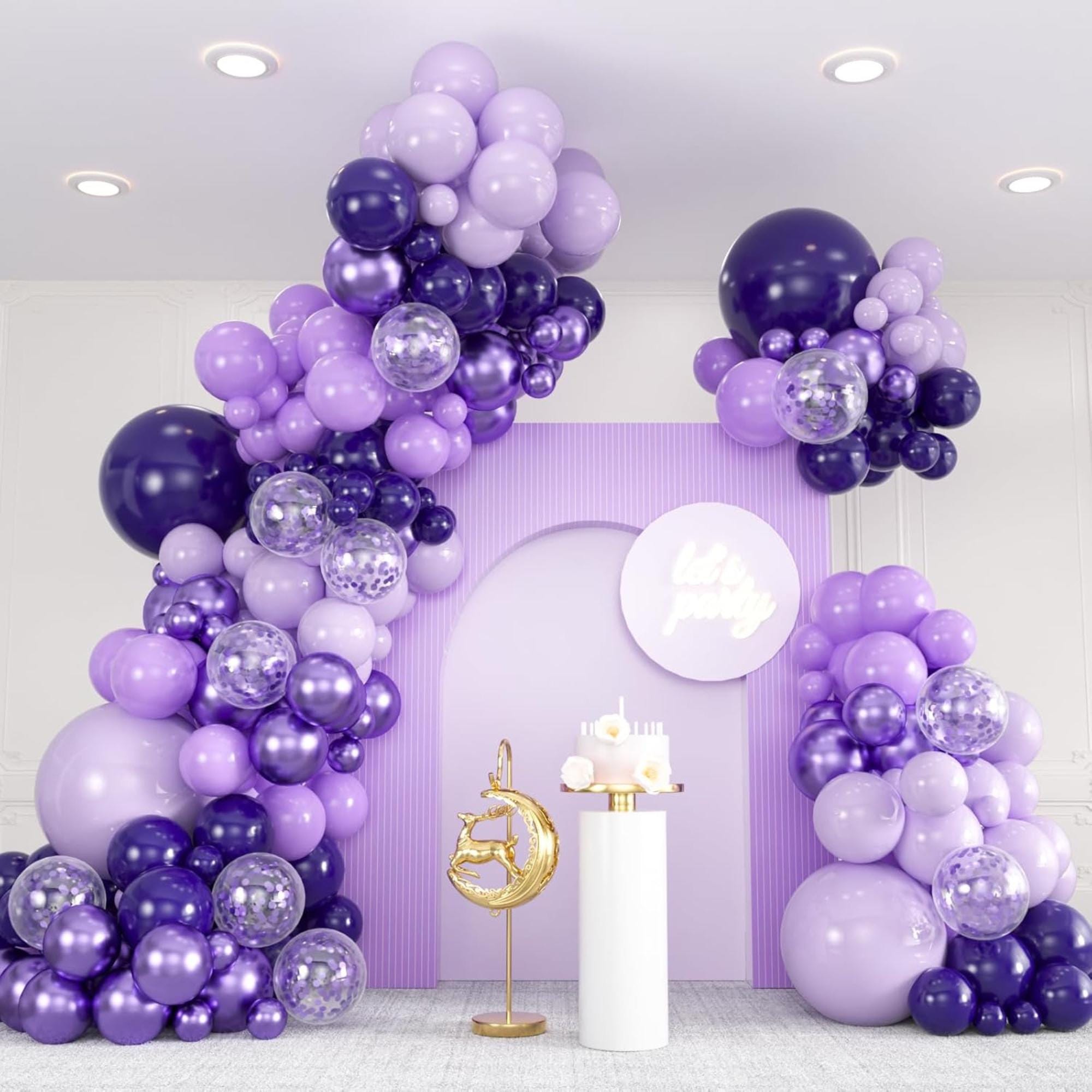 Metallic Purple Lavender Balloon Arch Kit 136 Pcs Princess Party Decor Set