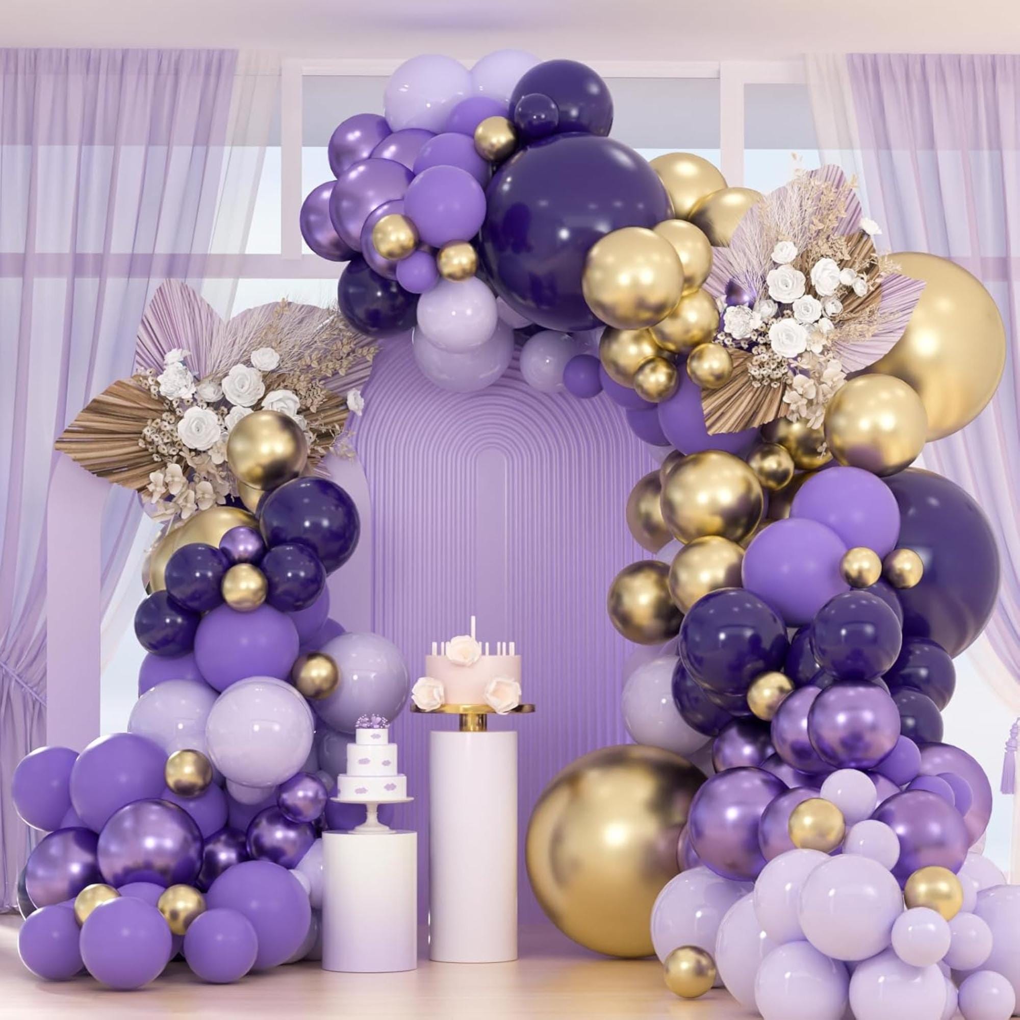 Purple Gold Balloon Arch Kit Lavender Lilac Princess Party Decor